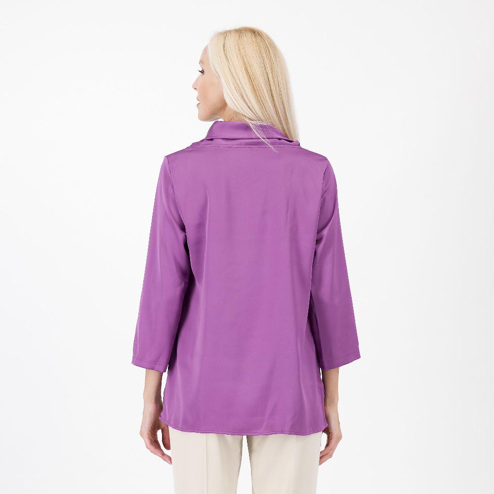 QVC Olly Doo Blusa In Raso Microfantasia Con Spacchi