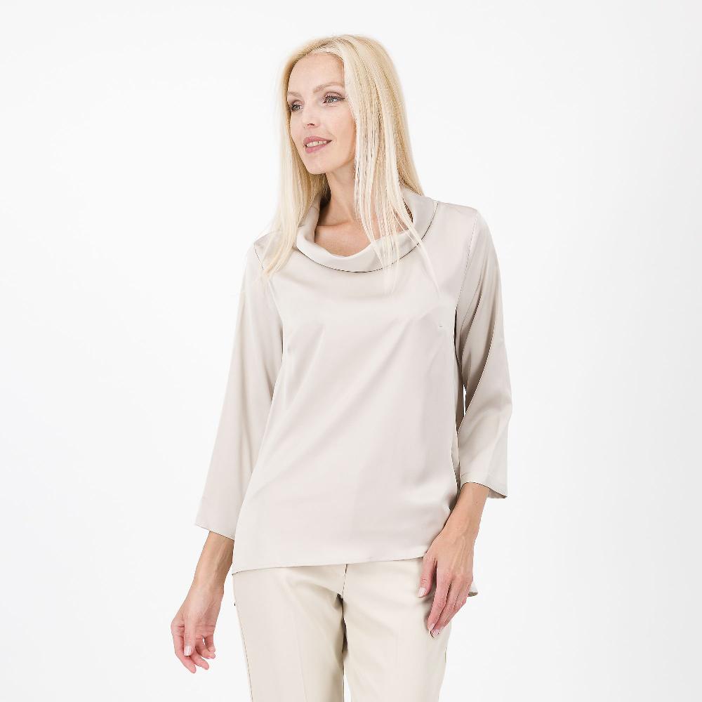 QVC Olly Doo Blusa in raso microfantasia con spacchi