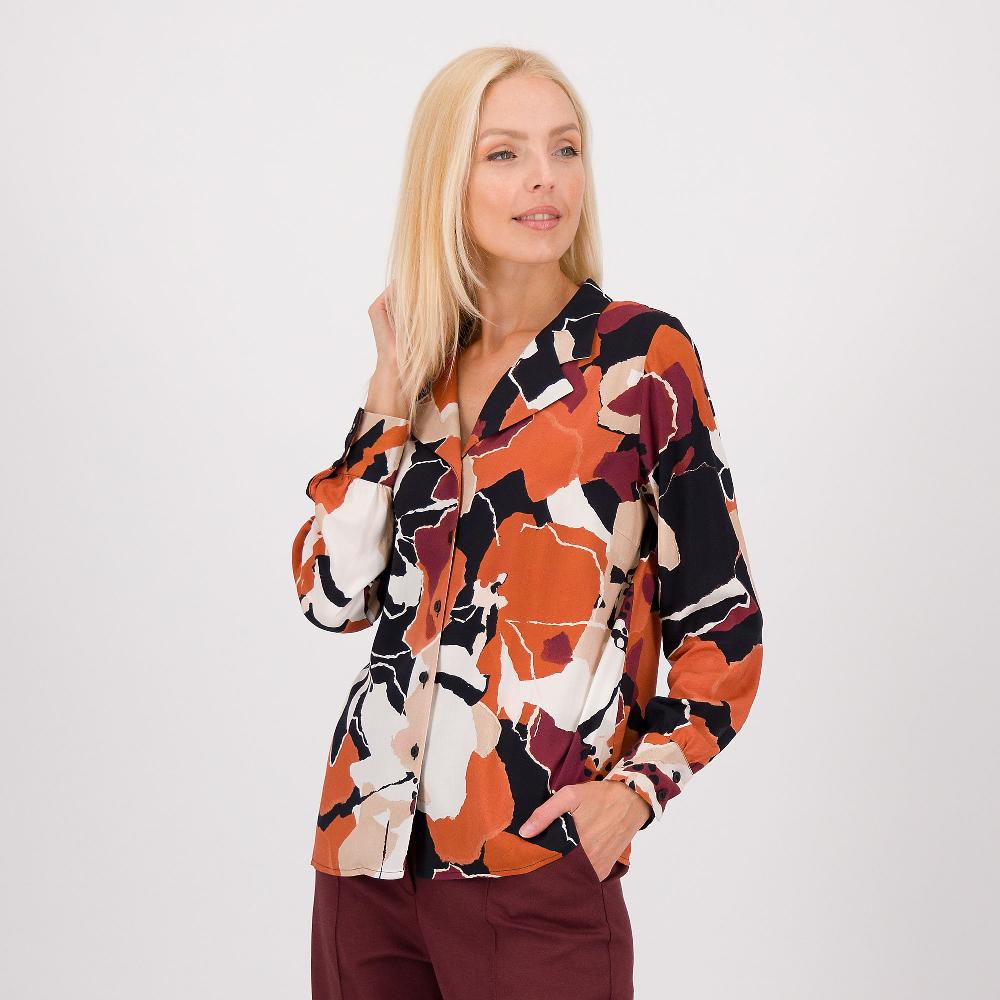 QVC Olly Doo Camicia fantasia in mussola di viscosa a maniche lunghe