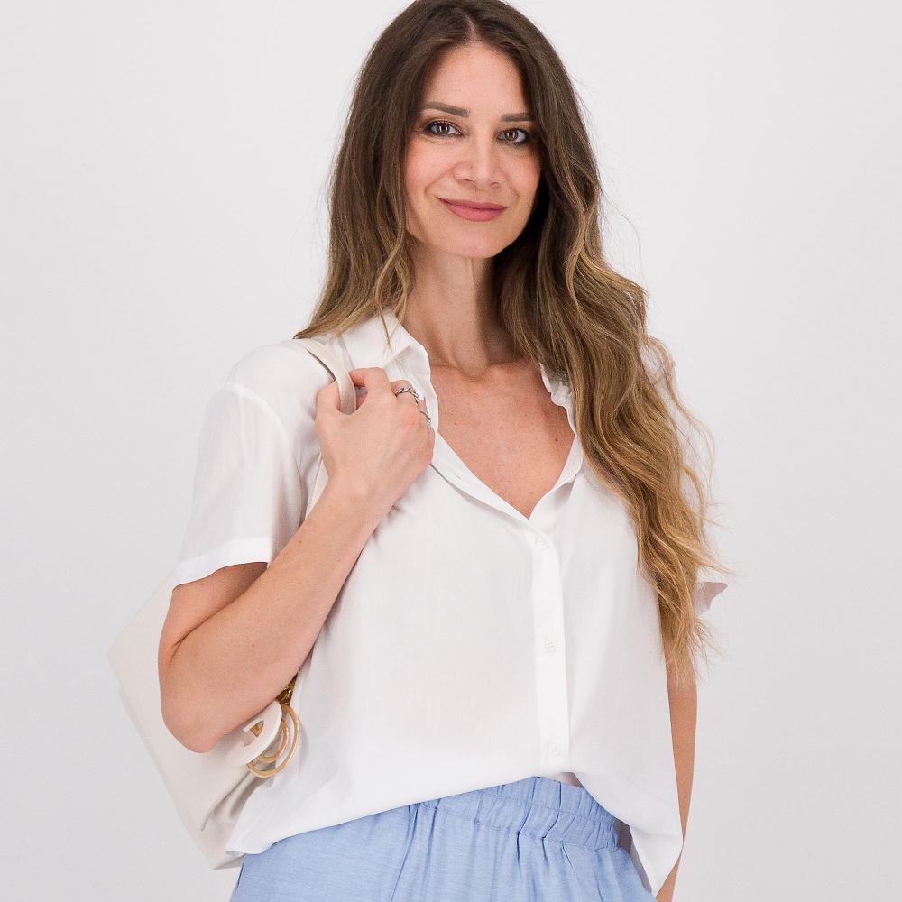 QVC Olly Doo Camicia In Mussola Di Viscosa In Tinta Unita