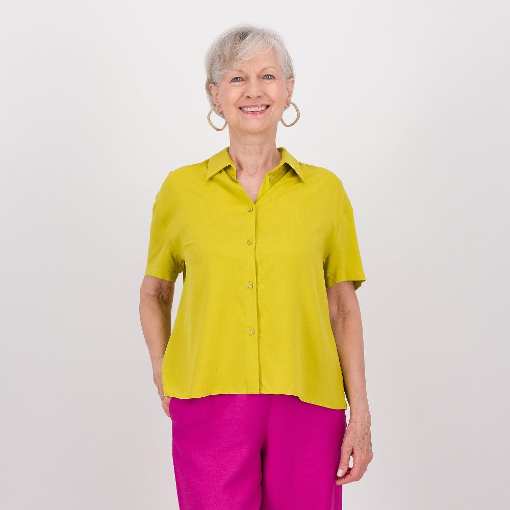 QVC Olly Doo Camicia in mussola di viscosa in tinta unita