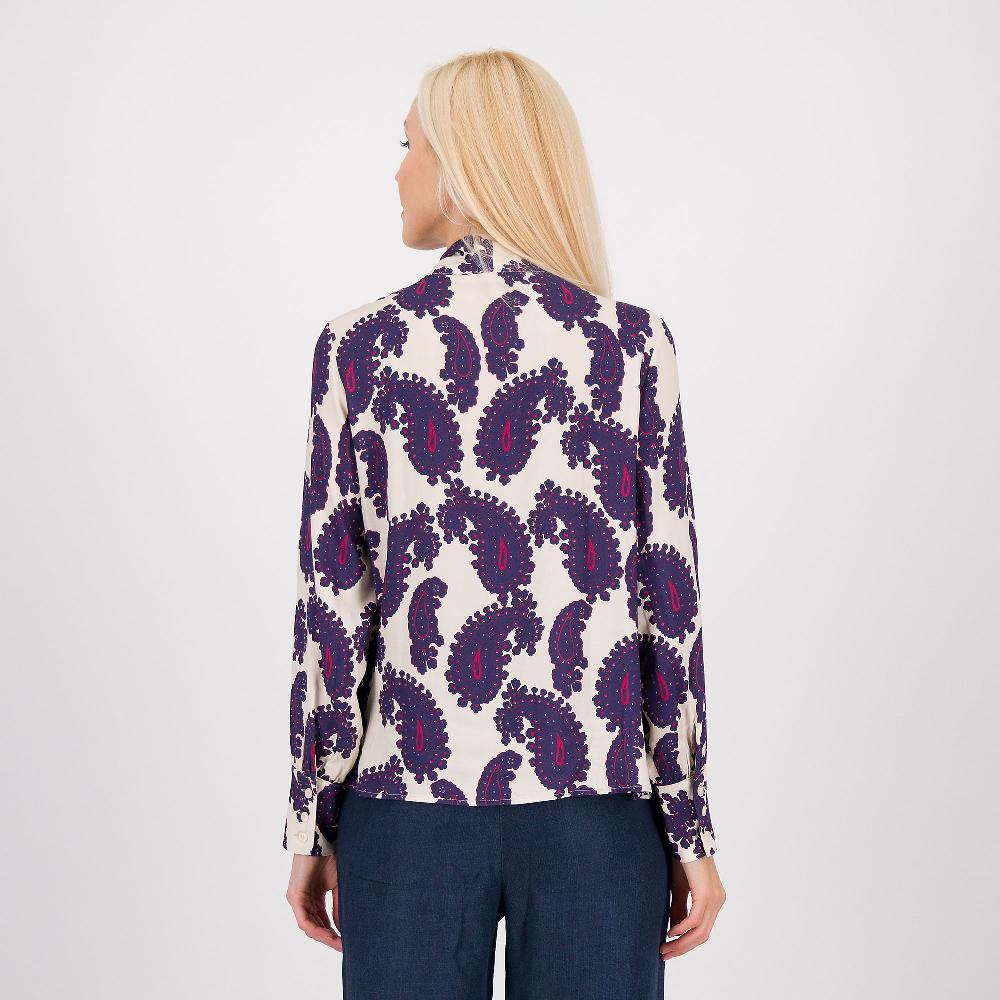 QVC Olly Doo Camicia In Twill Di Viscosa Stampata Collo A Sciarpina