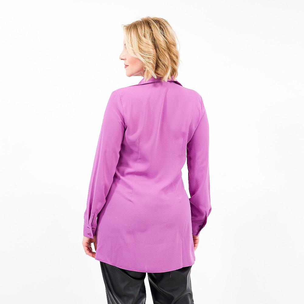 QVC Olly Doo Camicia Lunga In Crêpe De Chine Spacchi Laterali Made In Italy
