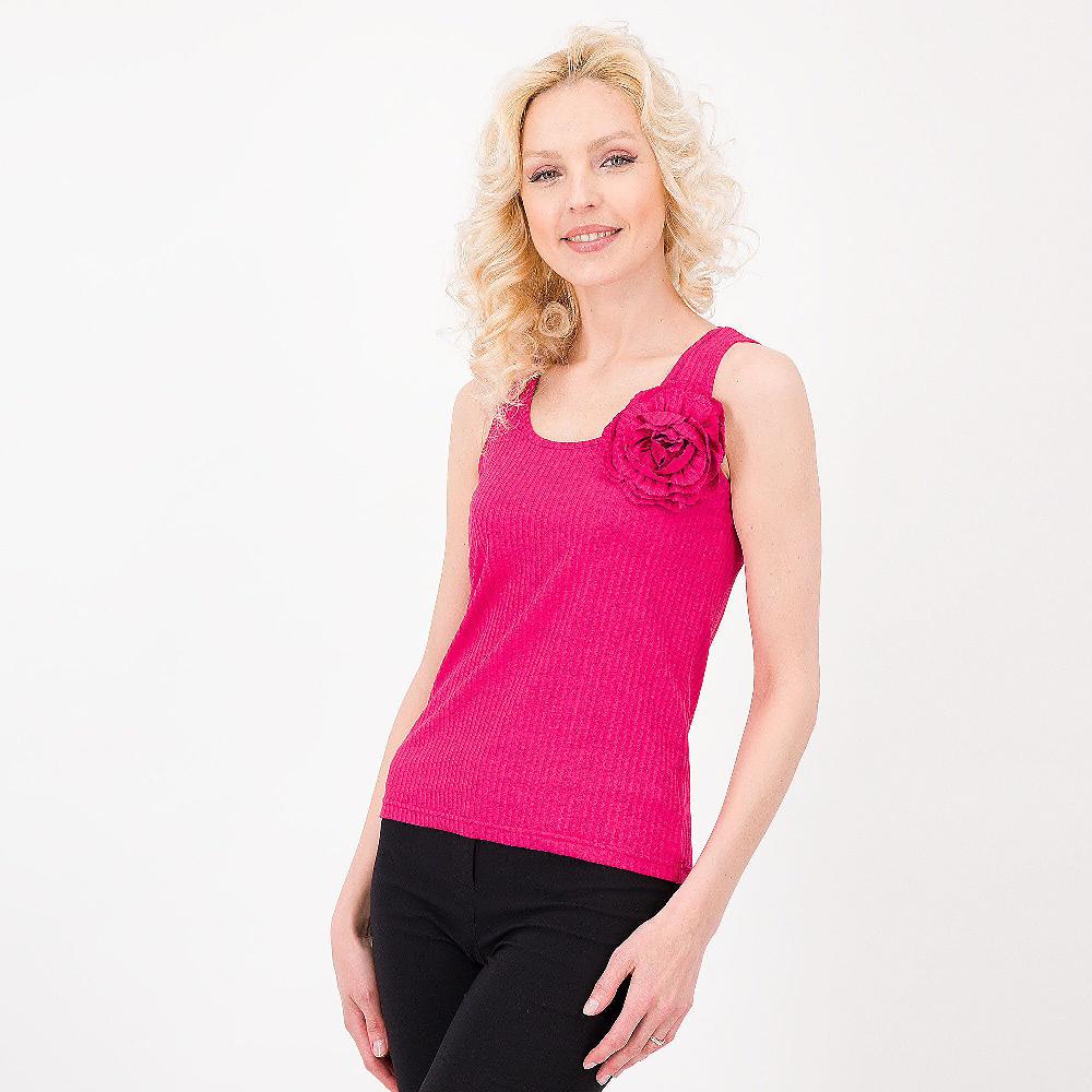QVC Olly Doo Canotta A Coste In Jersey Di Viscosa Fiore Applicato Made In Italy