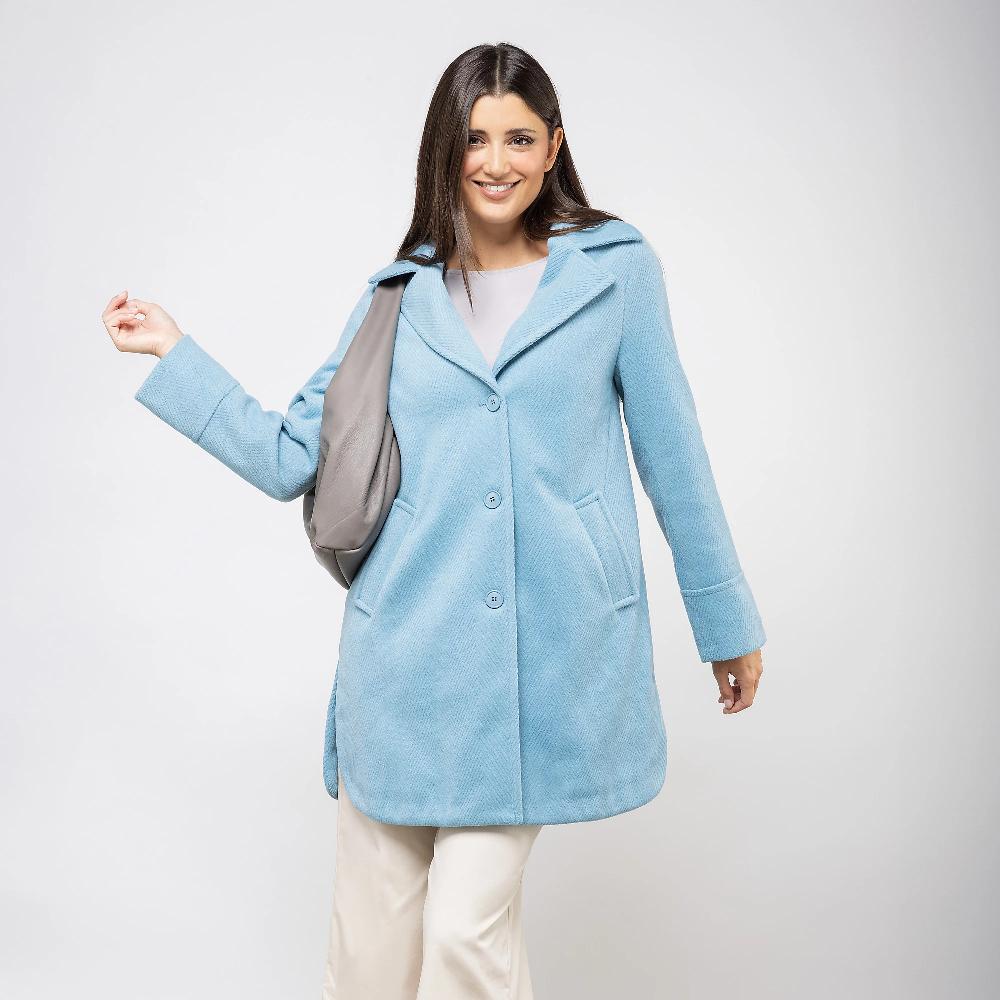 QVC Olly Doo Cappotto In Panno Con Lavorazione A Spina Di Pesce