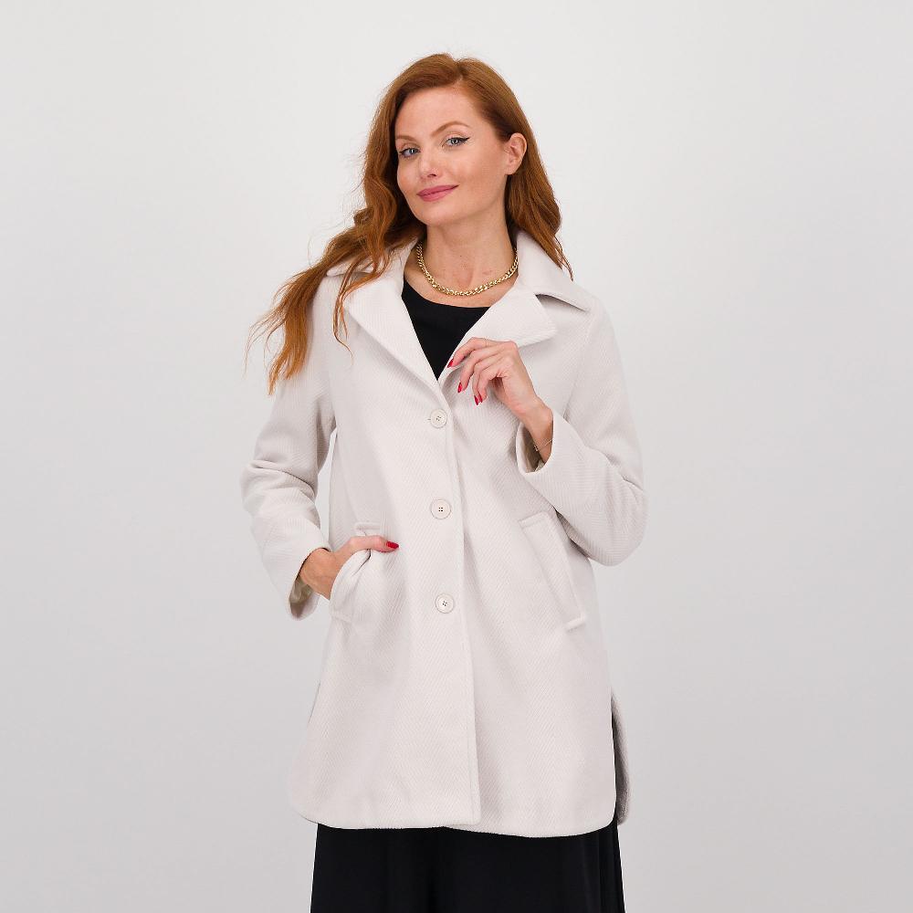QVC Olly Doo Cappotto in panno con lavorazione a spina di pesce