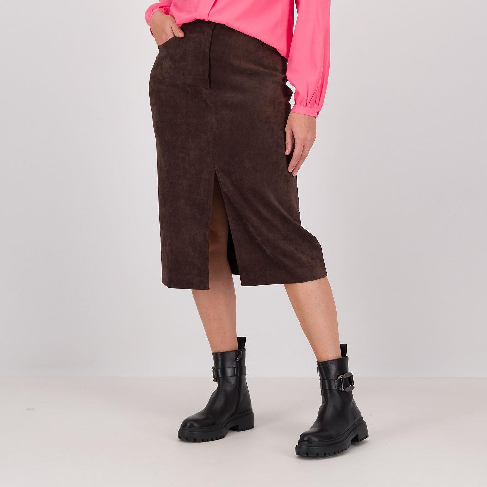 QVC Olly Doo Gonna longuette in velluto elastico con spacco al fondo