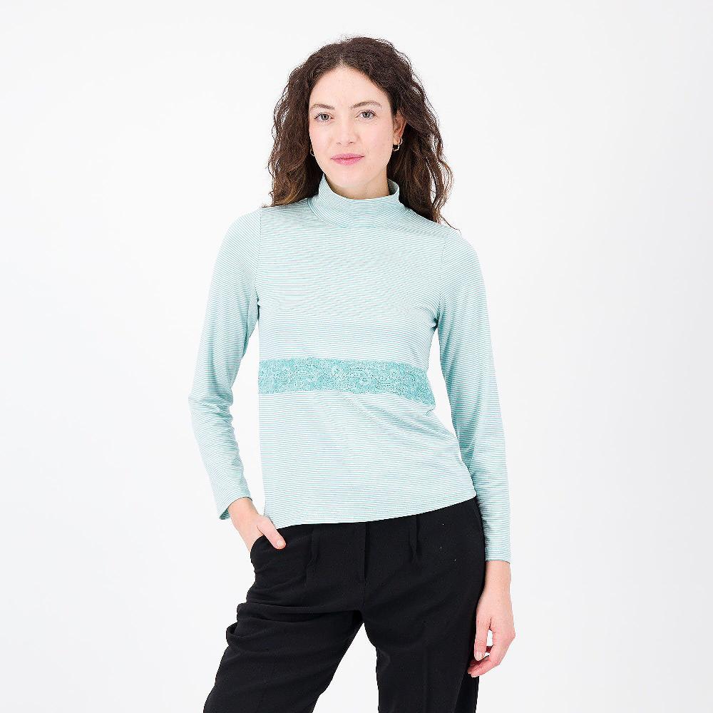 QVC Olly Doo Maglia a righe con applicazione in pizzo