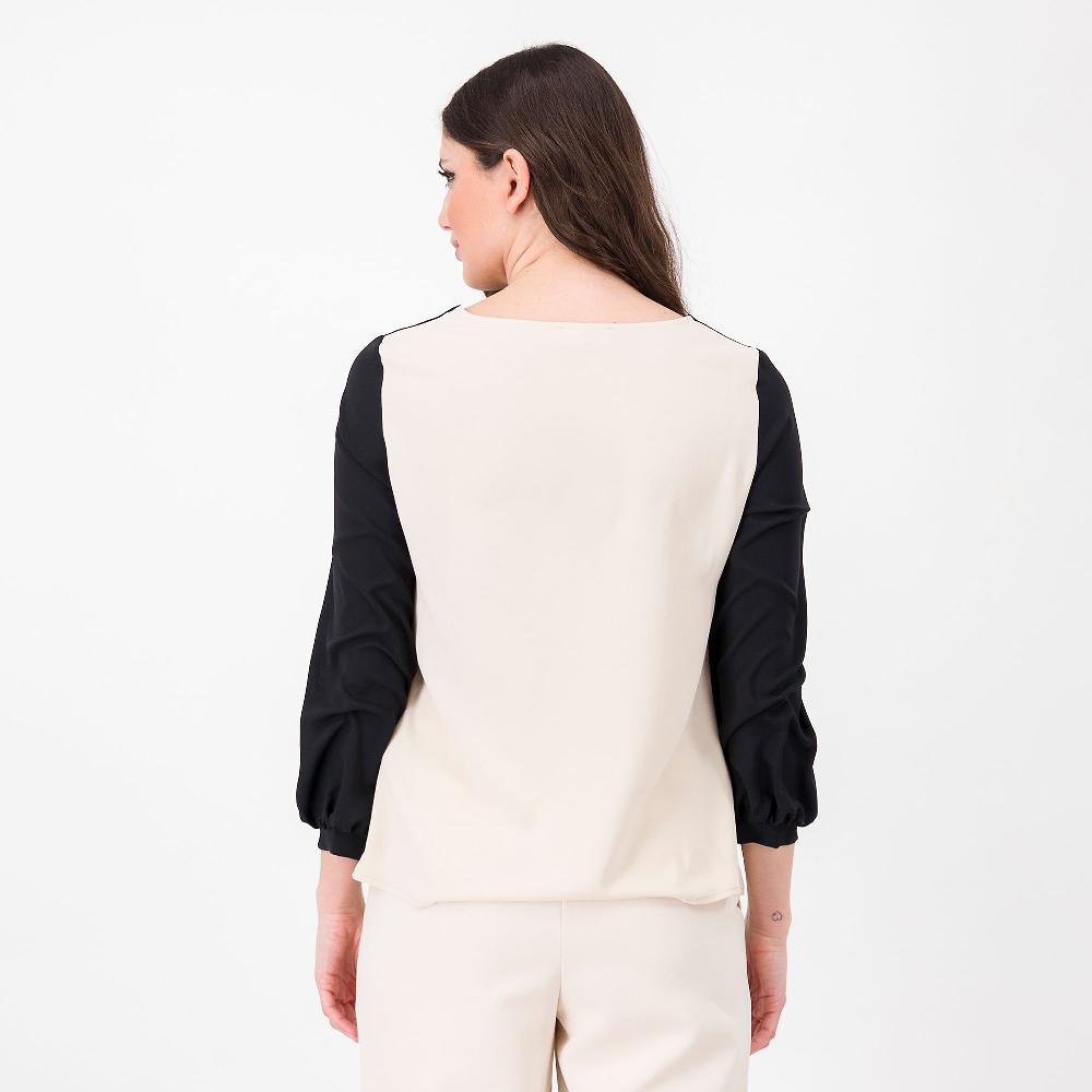 QVC Olly Doo Maglia In Crépe De Chine Con Pizzo Davanti