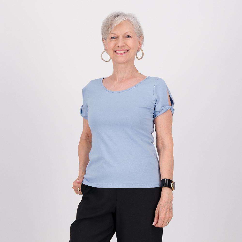QVC Olly Doo Maglia in jersey di cotone e apertura sulle maniche Made in Italy