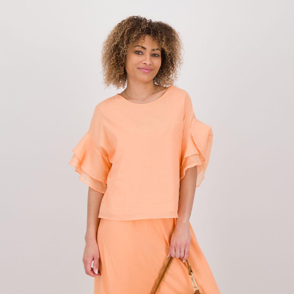 QVC Olly Doo Maglia in mussola di cotone con volant