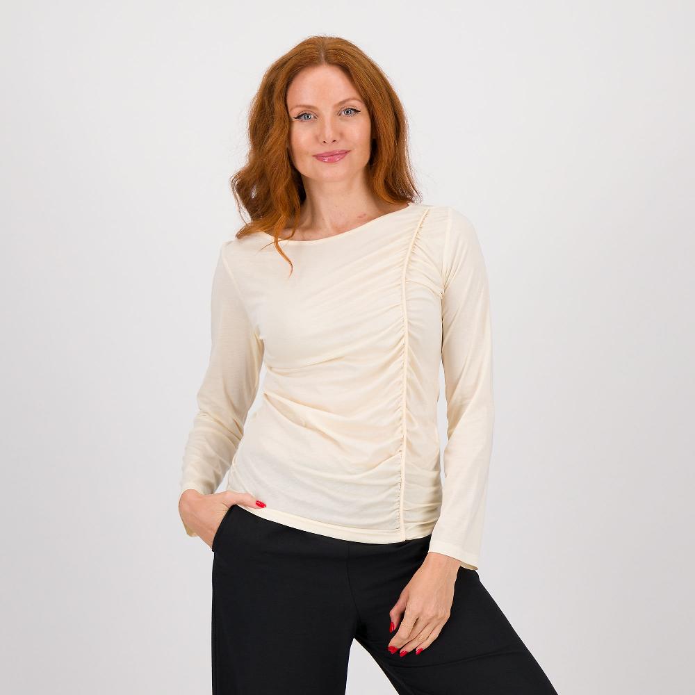 QVC Olly Doo Maglia maniche lunghe in cotone e viscosa con arricciatura