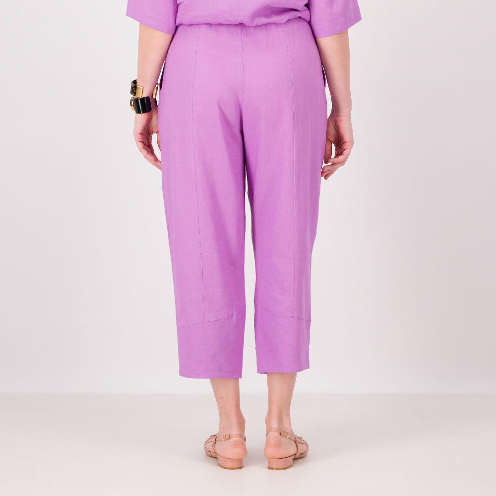 QVC Olly Doo Pantaloni A Carota In Lino E Viscosa Con Tagli Al Fondo