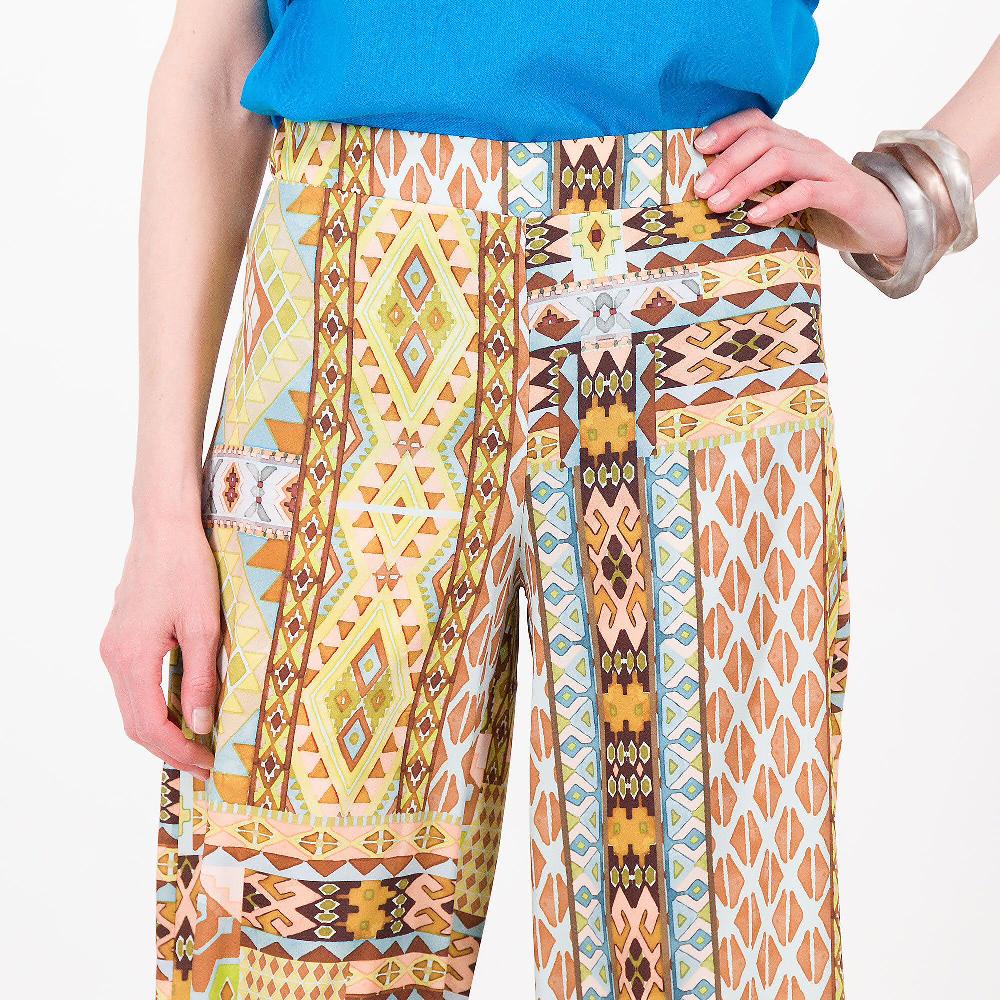 QVC Olly Doo Pantaloni In Twill Fantasia Gamba Larga