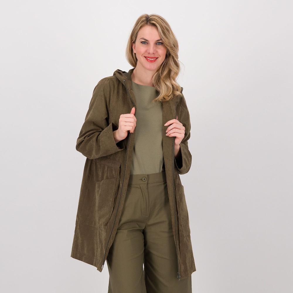QVC Olly Doo Parka In Tessuto Mano Pesca Con Coulisse Collo Con Cappuccio Made In Italy