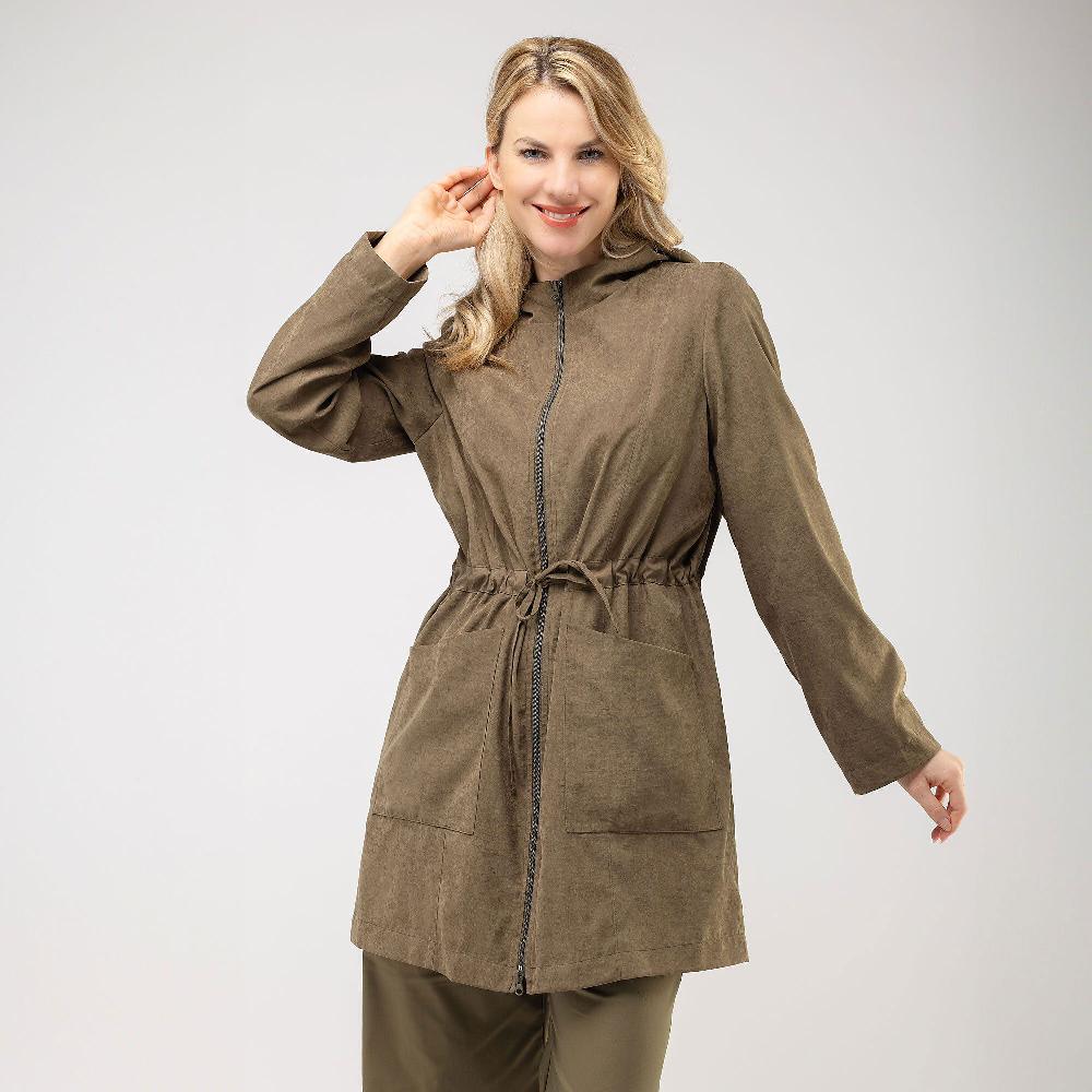 QVC Olly Doo Parka In Tessuto Mano Pesca Con Coulisse Collo Con Cappuccio Made In Italy