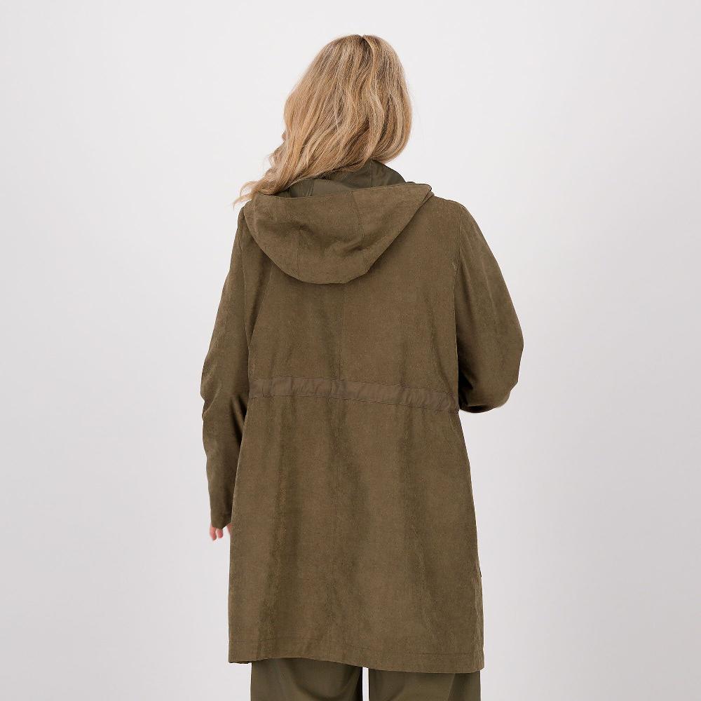 QVC Olly Doo Parka In Tessuto Mano Pesca Con Coulisse Collo Con Cappuccio Made In Italy