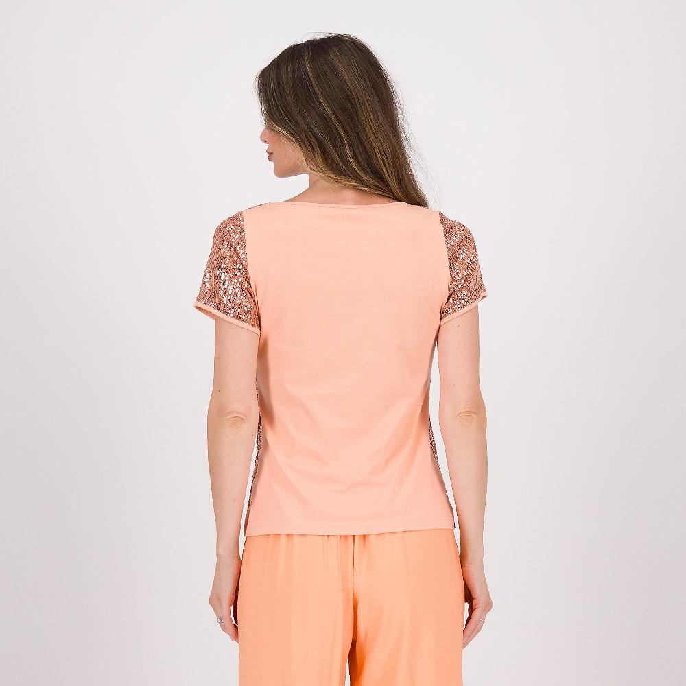 QVC Olly Doo T-shirt In Jersey Di Cotone Con Paillettes