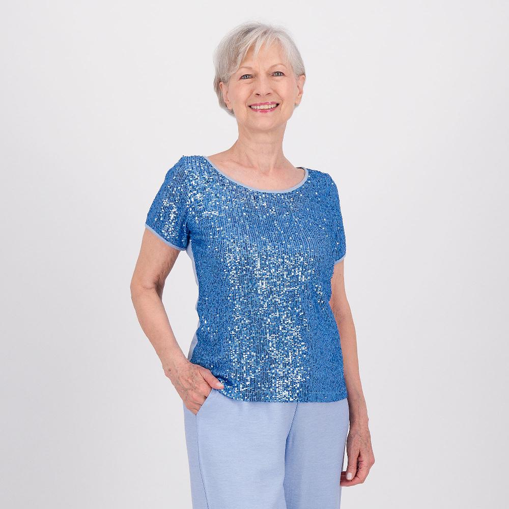 QVC Olly Doo T-shirt in jersey di cotone con paillettes