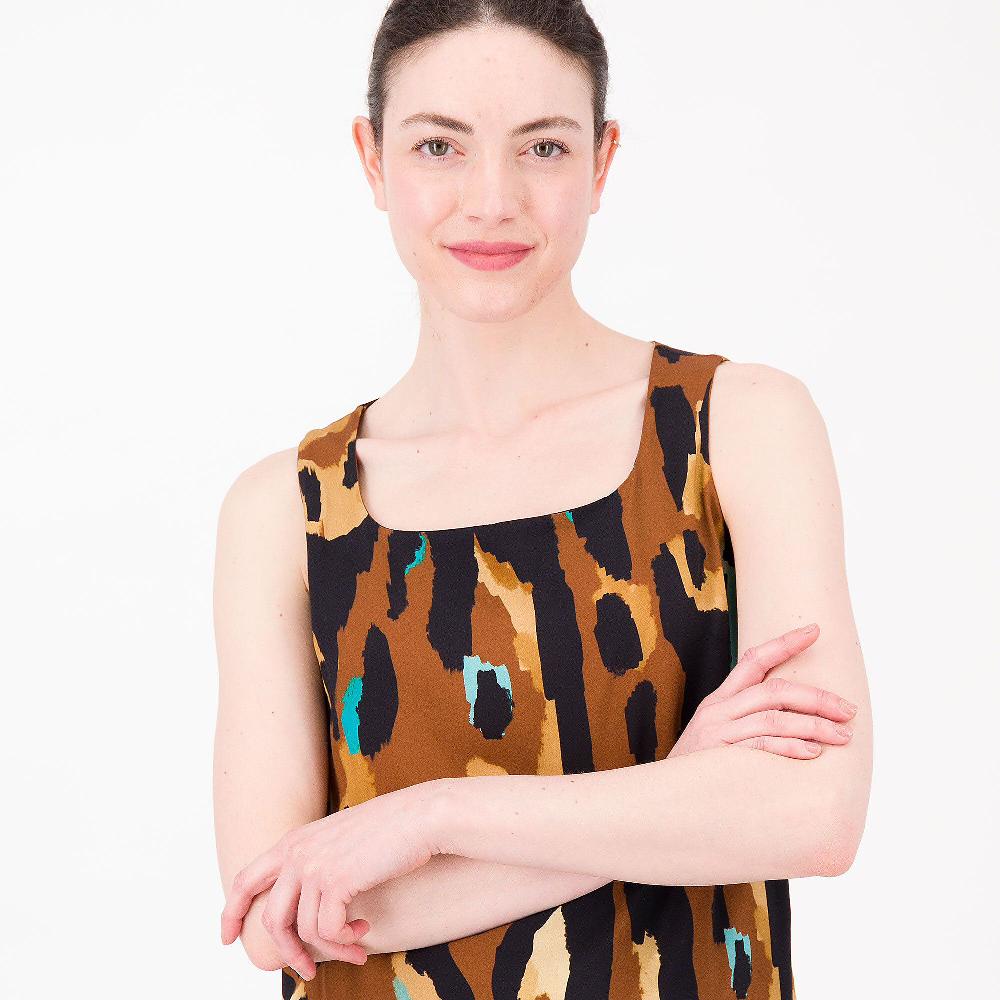 QVC Olly Doo Top In Mussola Di Viscosa Fantasia Con Spacchi
