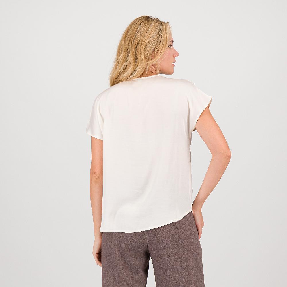 QVC Oltre Blusa In Raso Di Viscosa Scollo A V Con Drappeggiatura