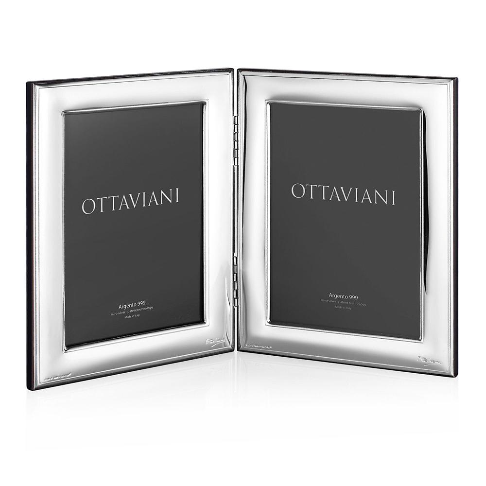 QVC OTTAVIANI Portafoto "specchio" doppio in argento 13x18 cm