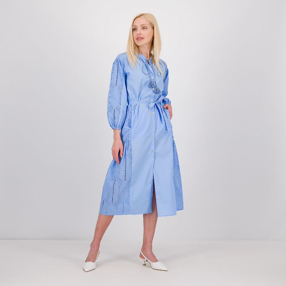 QVC PALAZZO MODA Abito chemisier in sangallo cotone con popeline e nappine