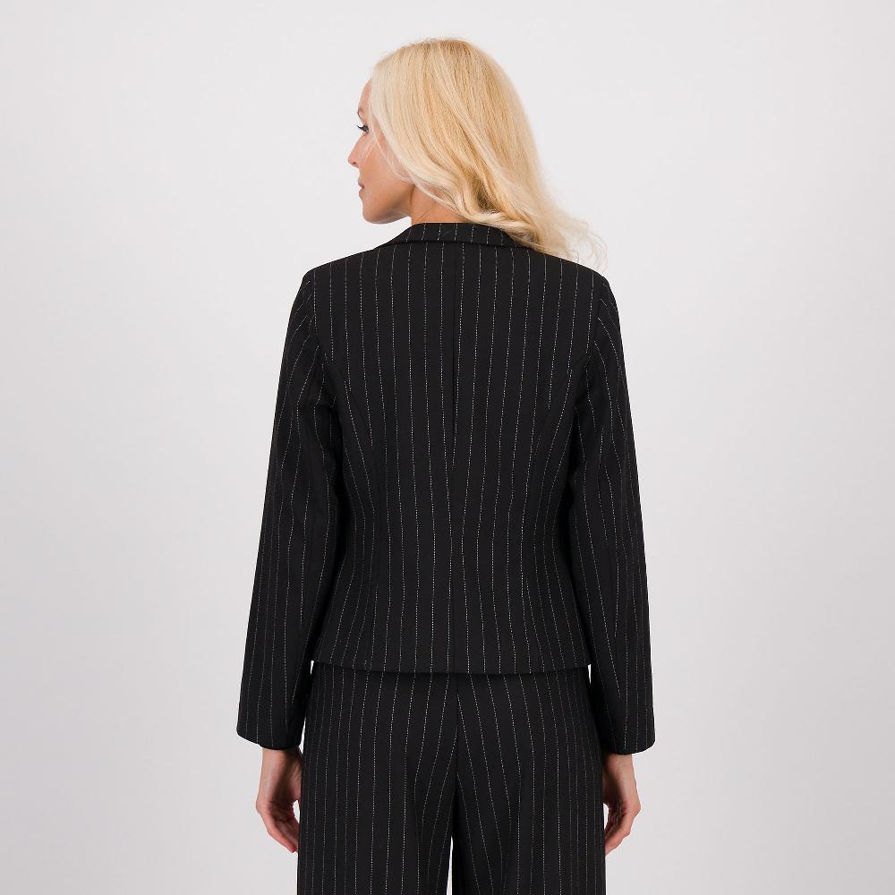 QVC Palazzo Moda Blazer Sciancrato In Flanella Gessata Con Spallina Leggera