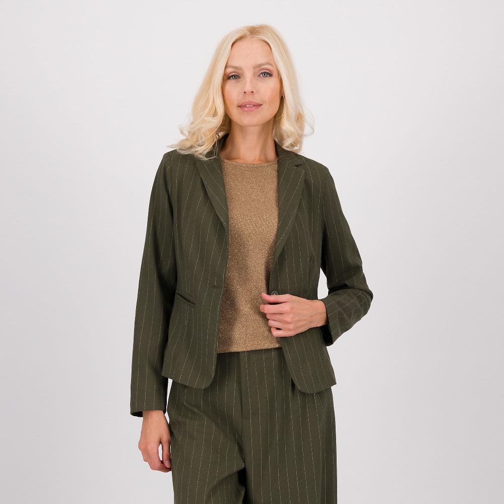 QVC Palazzo Moda Blazer sciancrato in flanella gessata con spallina leggera