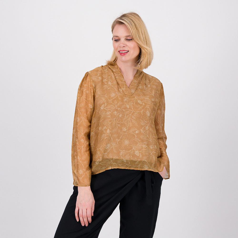 QVC PALAZZO MODA Blusa in chiffon di viscosa e seta con stampa