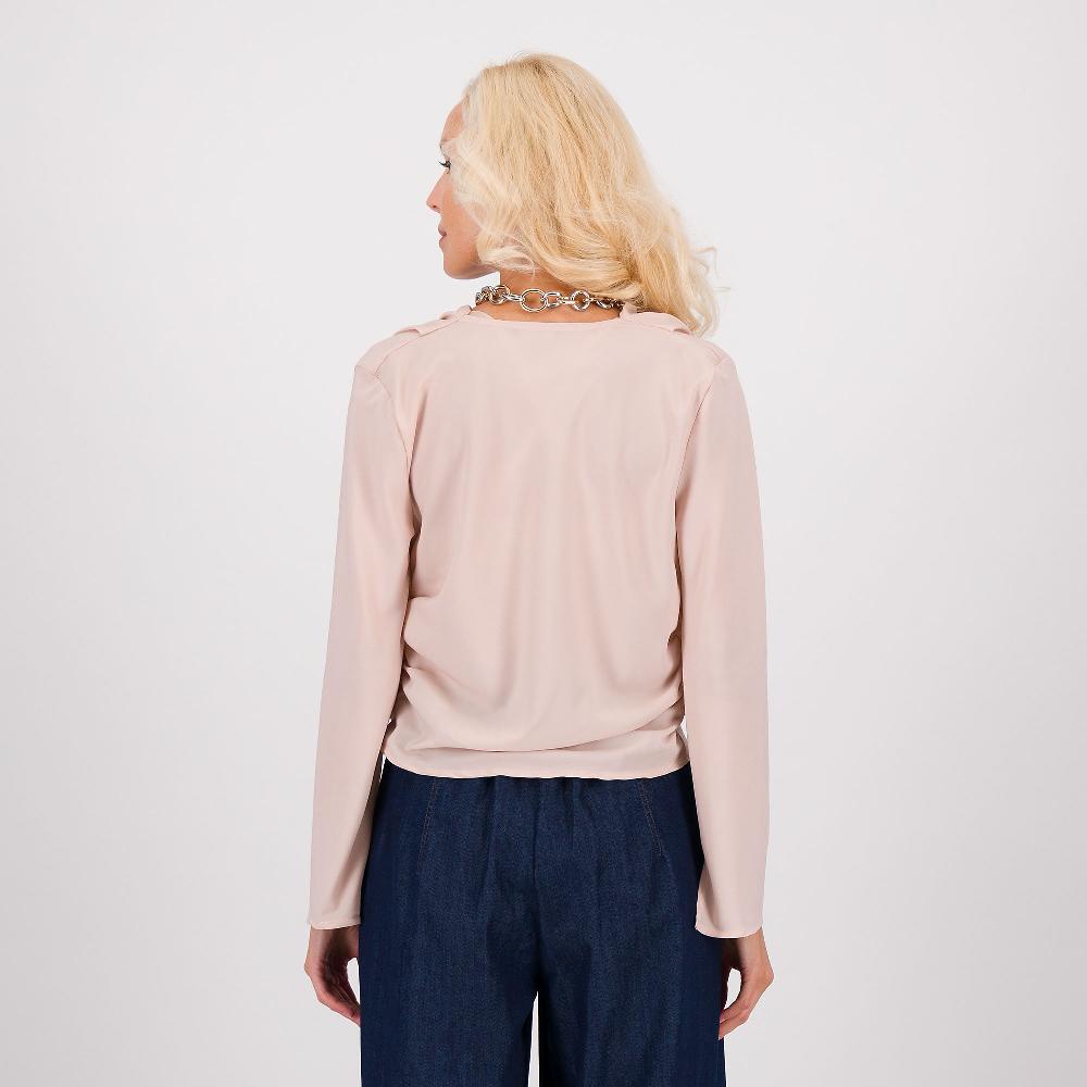 QVC Palazzo Moda Blusa In Crêpe De Chine Con Scollo Drappeggiato