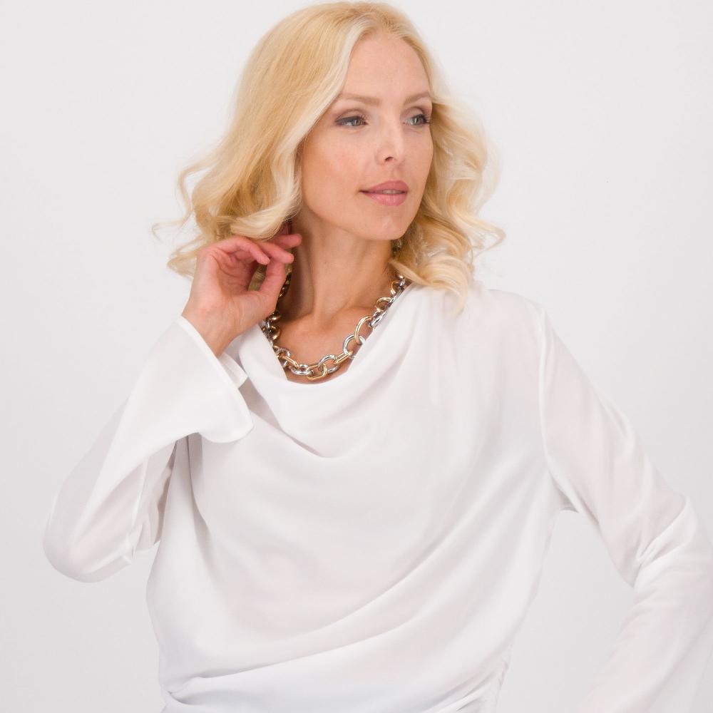 QVC Palazzo Moda Blusa In Crêpe De Chine Con Scollo Drappeggiato