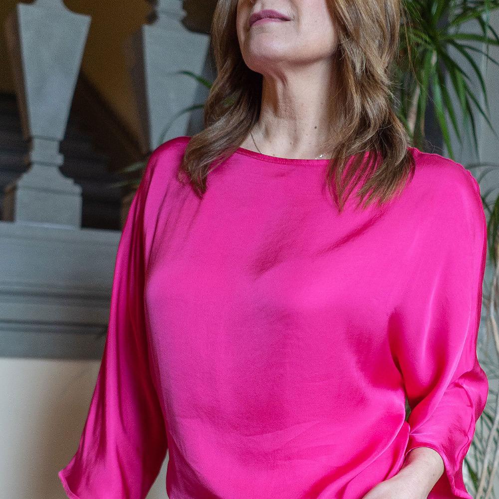 QVC PALAZZO MODA Blusa In Raso Di Viscosa Con Maniche Kimono