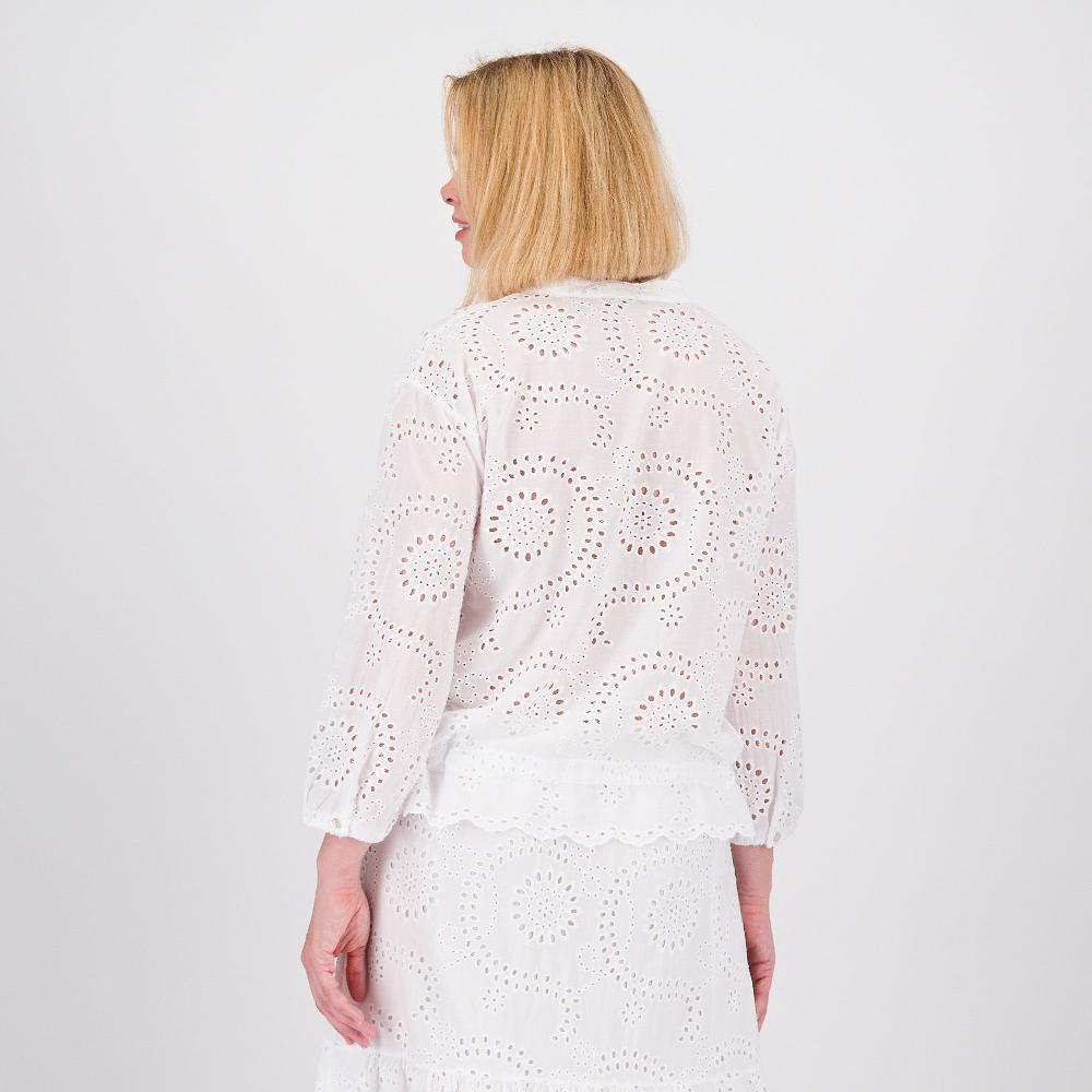 QVC PALAZZO MODA Camicia In Pizzo Sangallo Di Cotone Con Coulisse