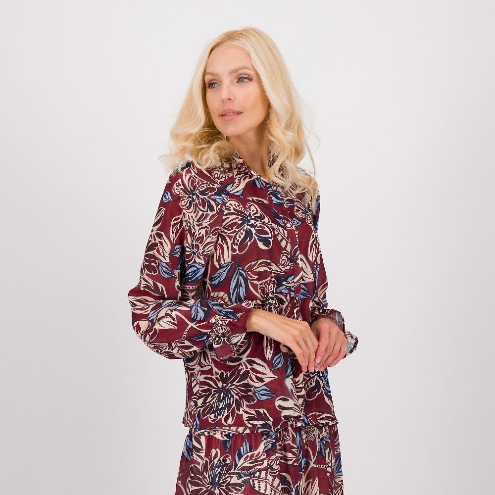 QVC PALAZZO MODA Camicia manica lunga con fantasia fiori e polso arricciato