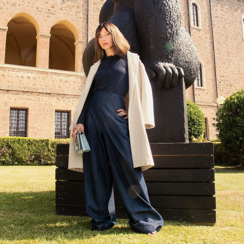 QVC PALAZZO MODA Cappotto In Panno Spigato Con Paillettes