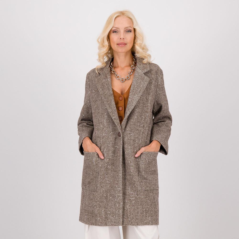 QVC PALAZZO MODA Cappotto in panno spigato con paillettes
