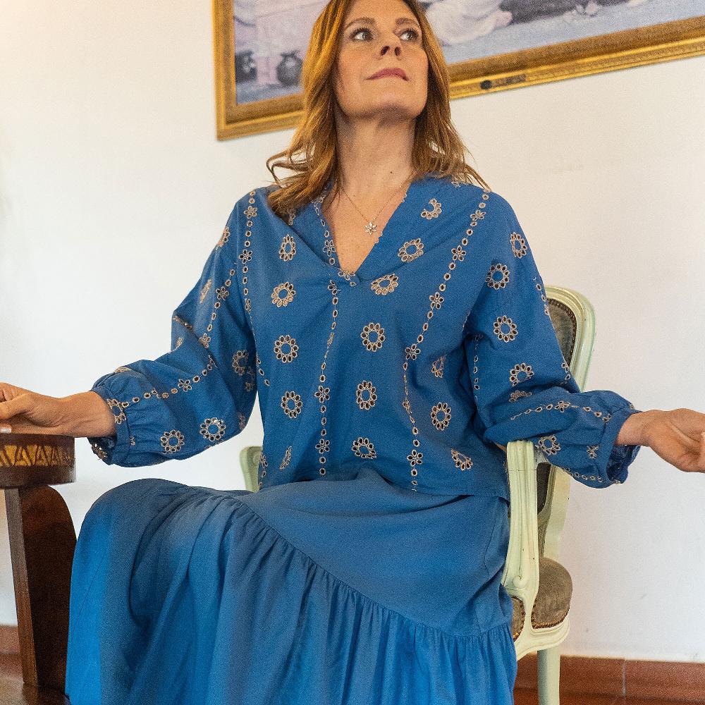 QVC PALAZZO MODA Gonna Lunga A Balze In Mussola Di Cotone