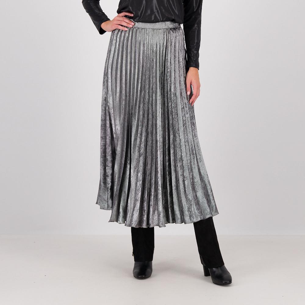 QVC PALAZZO MODA Gonna plissettata in raso laminato