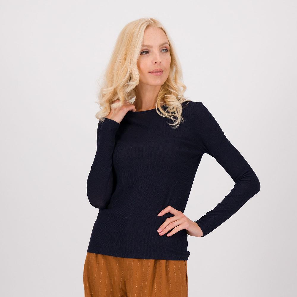 QVC PALAZZO MODA Maglia a costina girocollo in tessuto viscosa con lamè