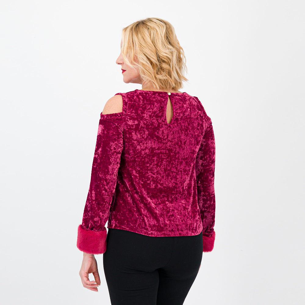 QVC PALAZZO MODA Maglia In Velluto Martellato Con Polsi In Pelo