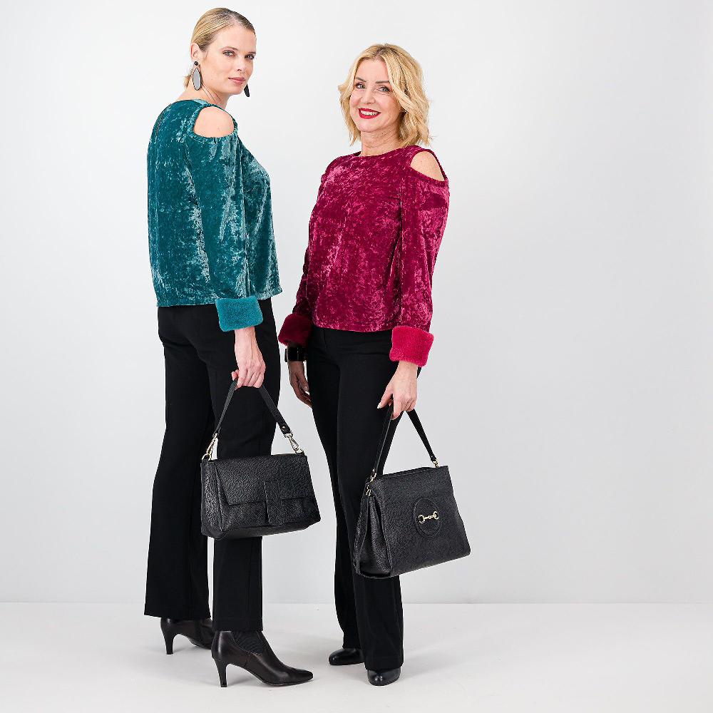 QVC PALAZZO MODA Maglia In Velluto Martellato Con Polsi In Pelo