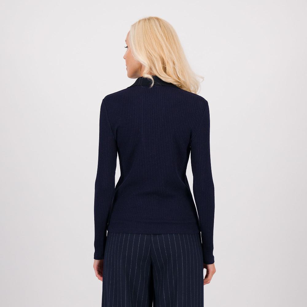 QVC Palazzo Moda Maglia Polo In Costina Lamé Con Maniche Lunghe