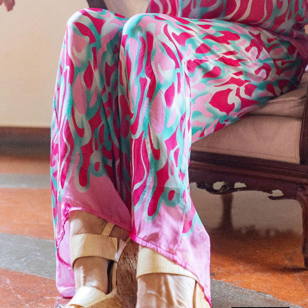 QVC PALAZZO MODA Pantapalazzo Fantasia In Chiffon Di Viscosa E Seta