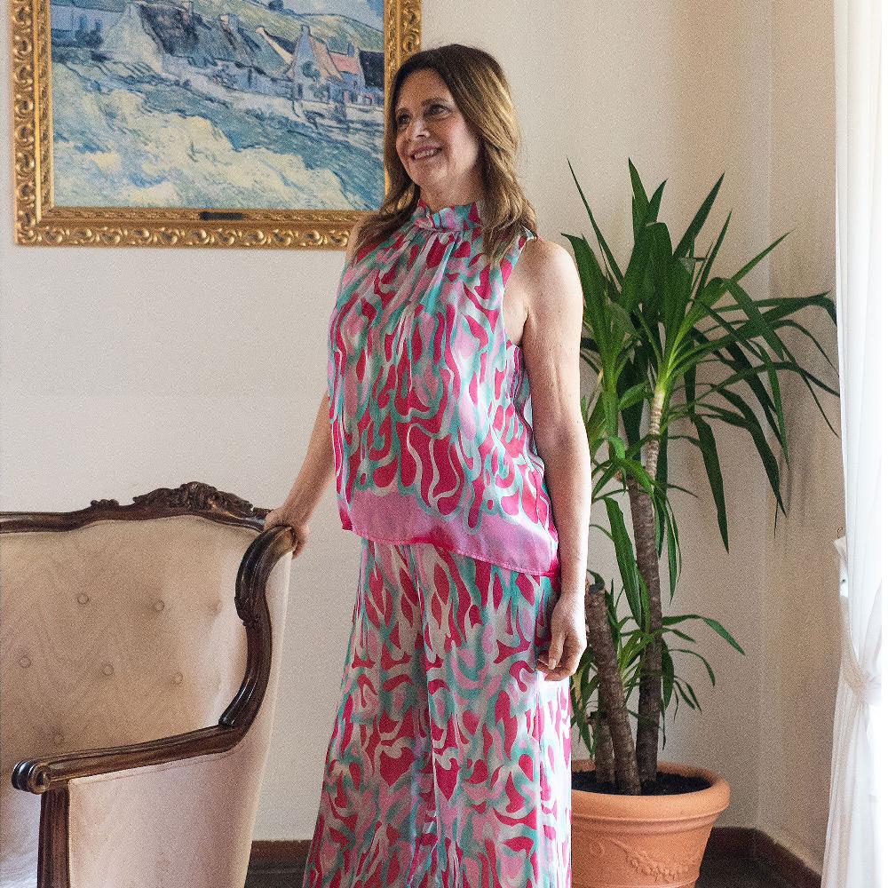QVC PALAZZO MODA Pantapalazzo Fantasia In Chiffon Di Viscosa E Seta