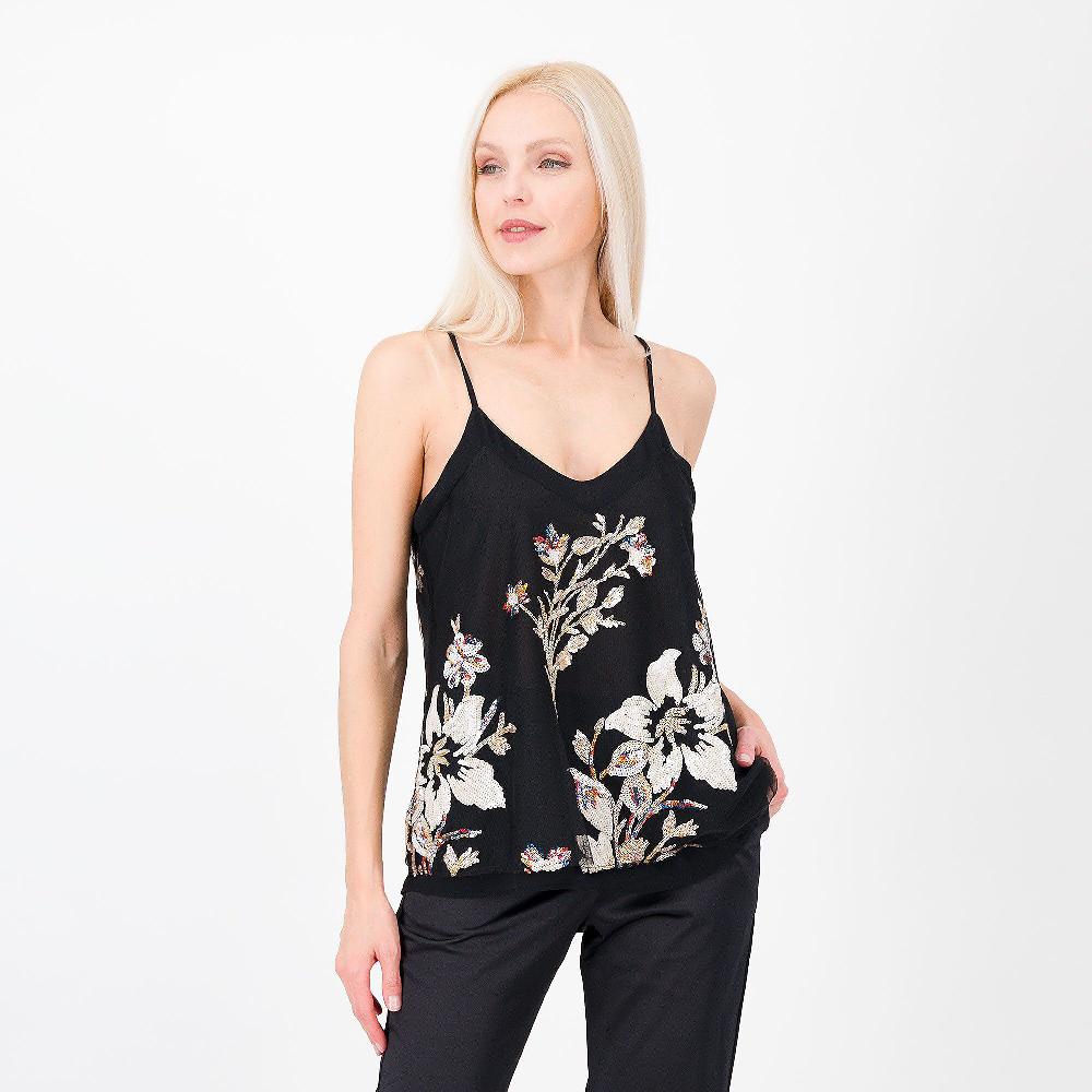 QVC PALAZZO MODA Top in tulle con ricami floreali in paillette