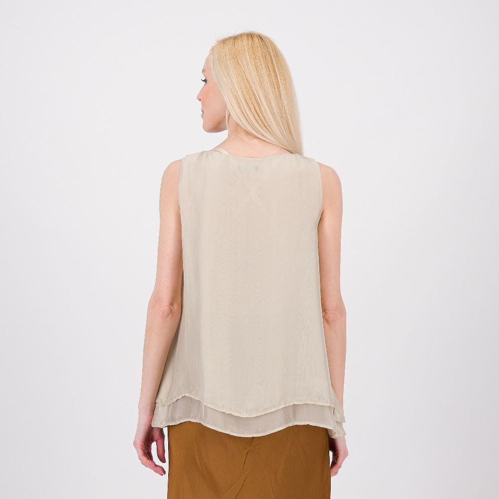 QVC PALAZZO MODA Top Smanicato In Chiffon Di Viscosa E Seta