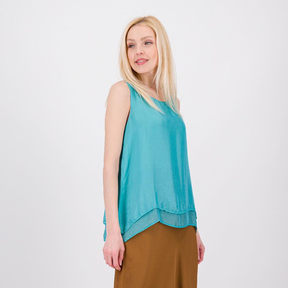 QVC PALAZZO MODA Top smanicato in chiffon di viscosa e seta