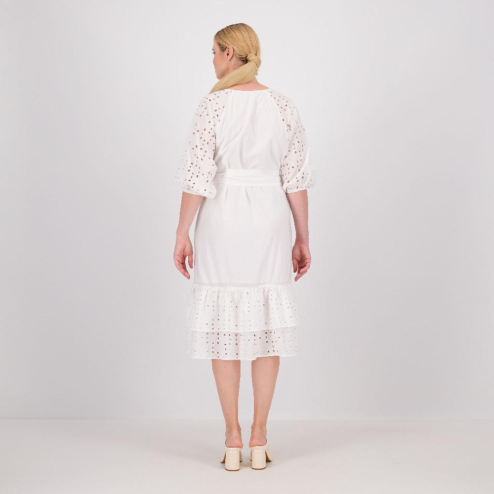 QVC PARKER & ROWE Abito Midi Con Balza Al Fondo E Maniche In Sangallo