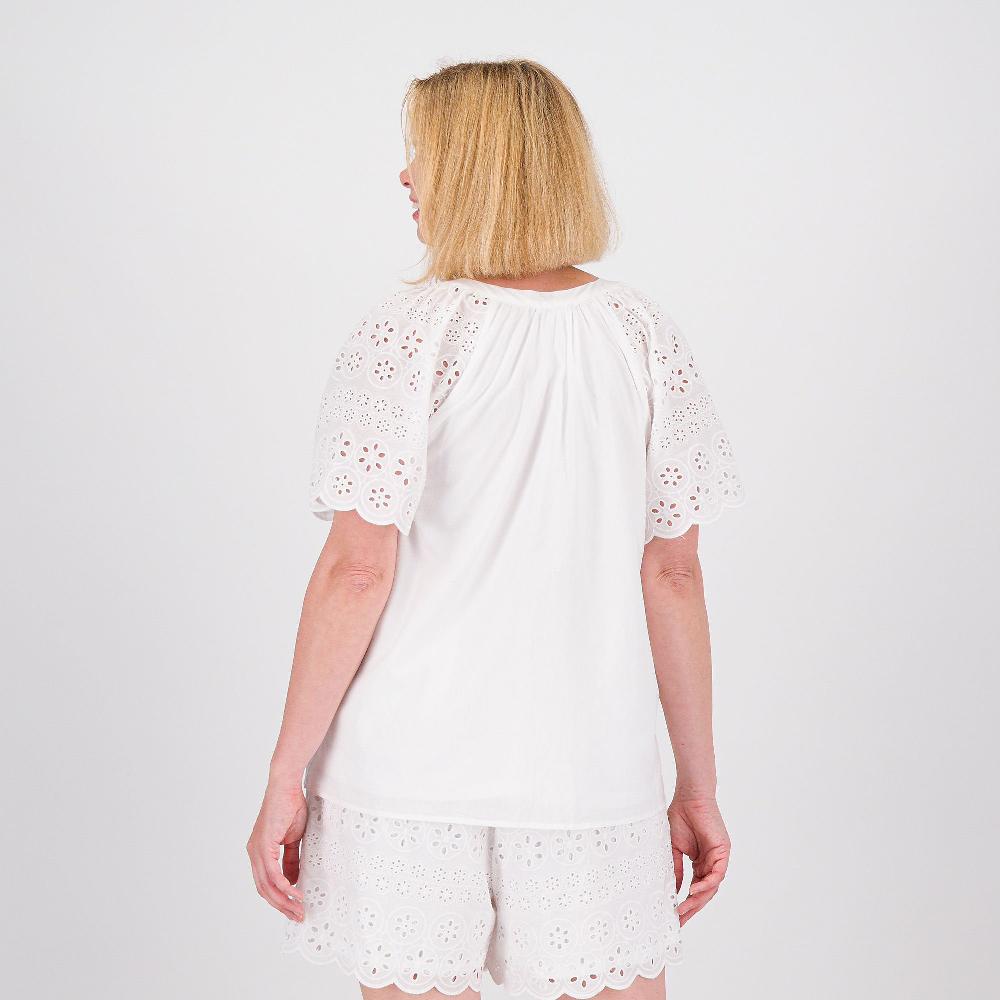 QVC PARKER & ROWE Blusa Con Manica Corta In Cotone Sangallo